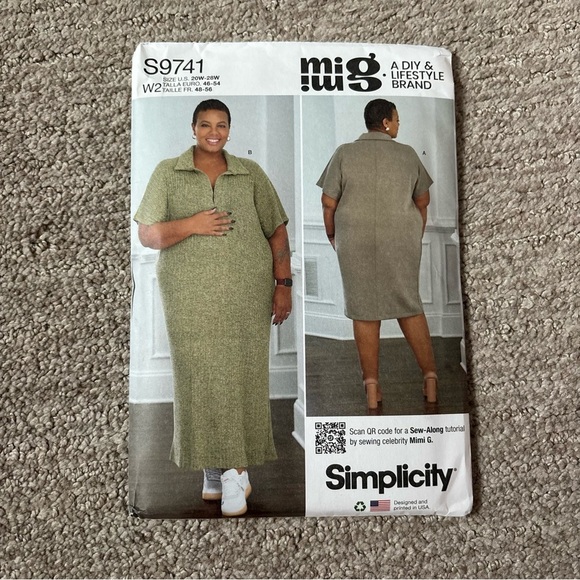 Simplicity MiMi G Sewing Pattern - S9741 - Womens Knit Dress - Sizes 20W-28W - Picture 1 of 2